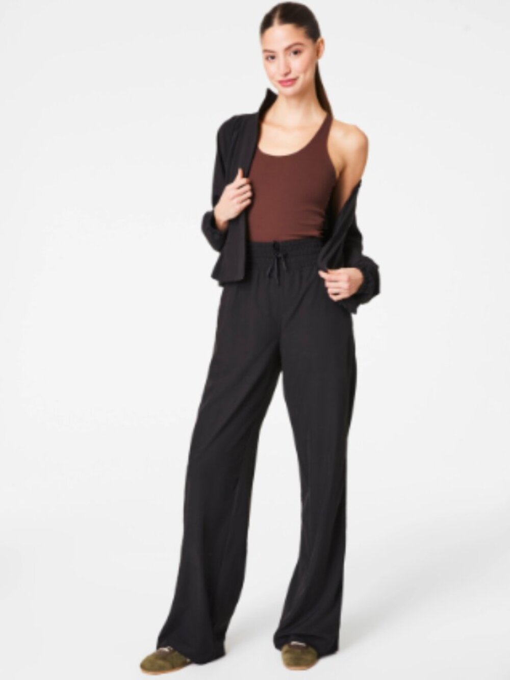 Spanx On The Move Wide Leg Sweat Pants XS Lightweight High waist Long Leg NWT